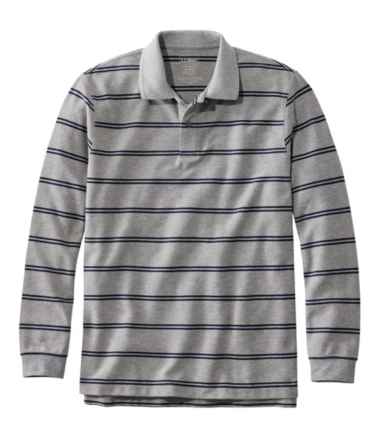 Men's Premium Double L® Polo, Long-Sleeve Without Pocket, Stripe