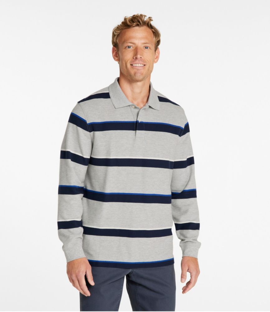 Men's Premium Double L® Polo, Long-Sleeve Without Pocket, Stripe