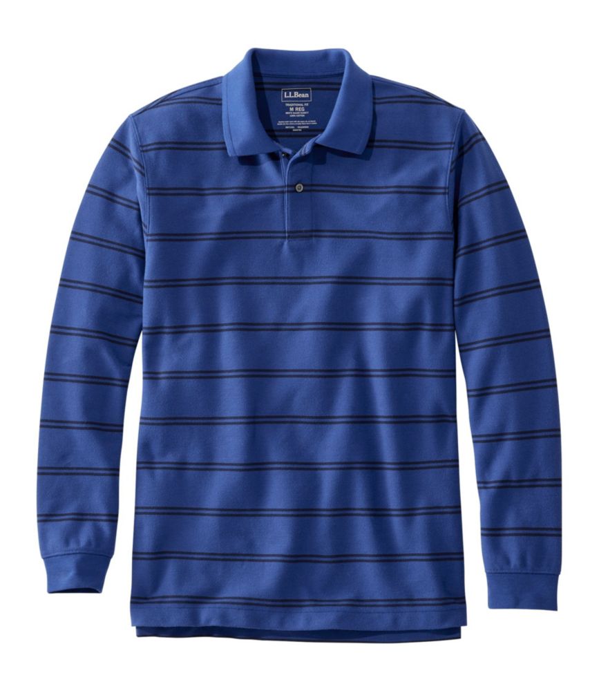 Men's Premium Double L® Polo, LongSleeve Without Pocket, Stripe Polo