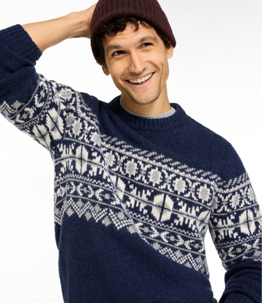 Men's Bean's Classic Ragg Wool Sweater, Crewneck, Fair Isle, Natural Fair Isle, small image number 8