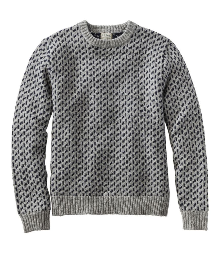 Men's Bean's Classic Ragg Wool Sweater, Crewneck, Fair Isle, Gray Heather, small image number 1