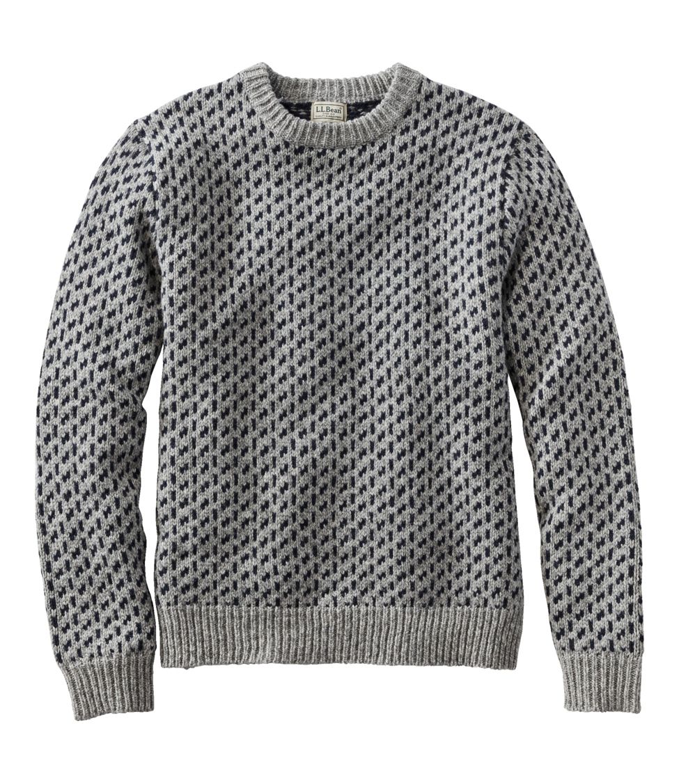 Men's Classic Ragg Wool Sweater, Crewneck, Fair Isle Gray Heather XXL, Lambswool Wool | L.L.Bean