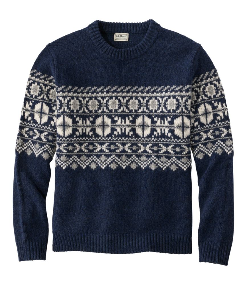 Men's Bean's Classic Ragg Wool Sweater, Crewneck, Fair Isle, Navy Fair Isle, small image number 1