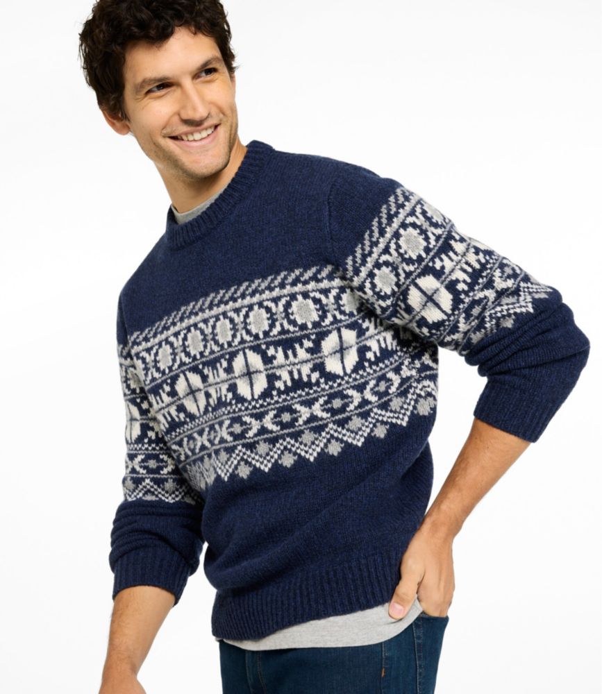 Men's Bean's Classic Ragg Wool Sweater, Crewneck, Fair Isle Front