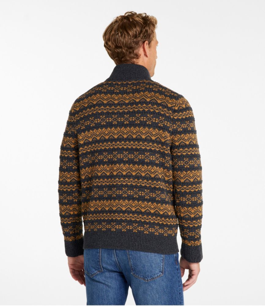 Men's L.L.Bean Organic Cotton Waffle Sweater, Quarter-Zip, Fair Isle, Currant, small image number 3