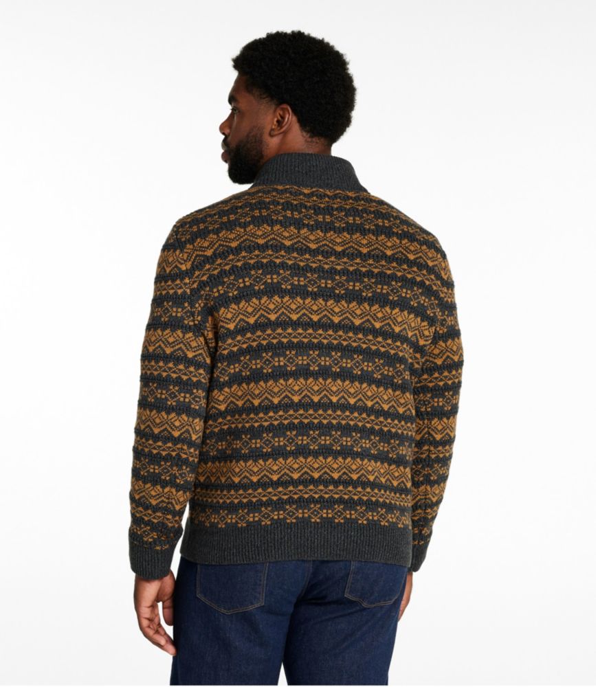 Men's L.L.Bean Organic Cotton Waffle Sweater, Quarter-Zip, Fair Isle, Currant, small image number 5