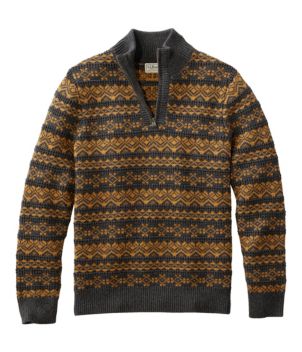 Men's L.L.Bean Organic Cotton Waffle Sweater, Quarter-Zip, Fair Isle