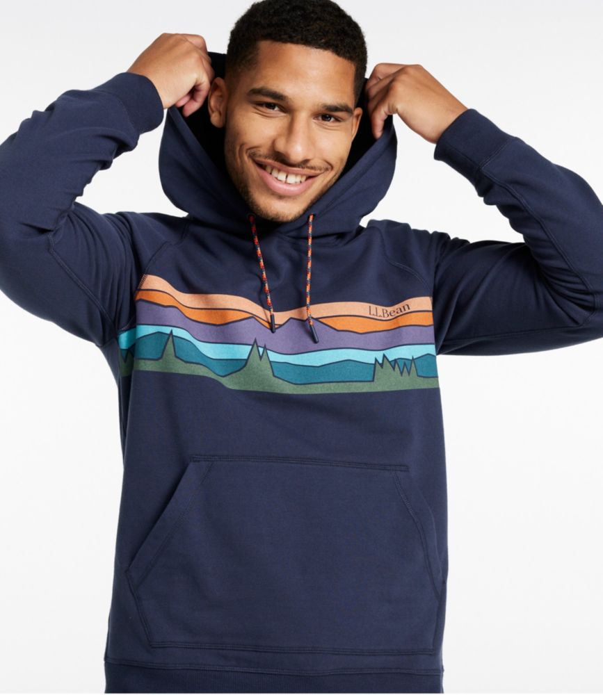 Men's Bean's Comfort Camp Hoodie, Graphic, Carbon Navy/Colorbars, small image number 2