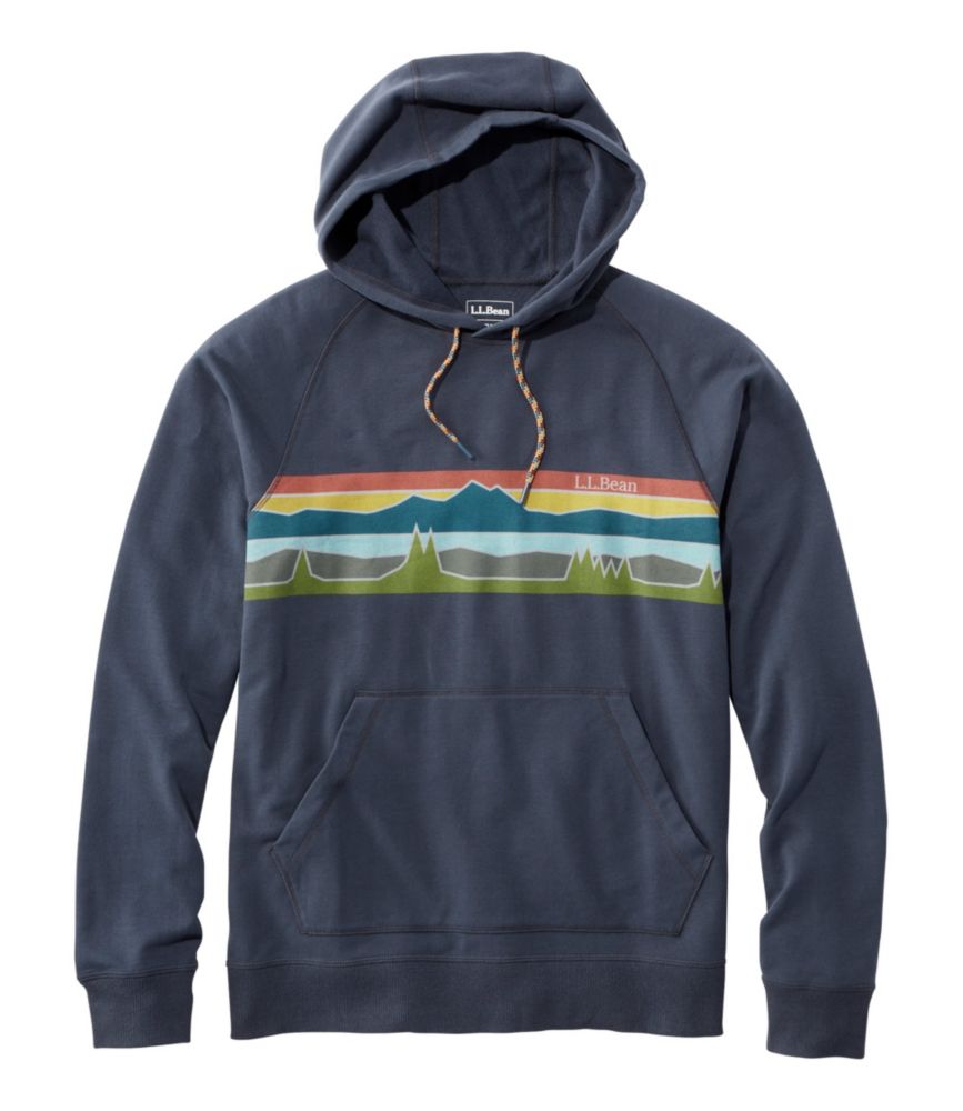 Men's Bean's Comfort Camp Hoodie, Graphic, Carbon Navy/Colorbars, small image number 1