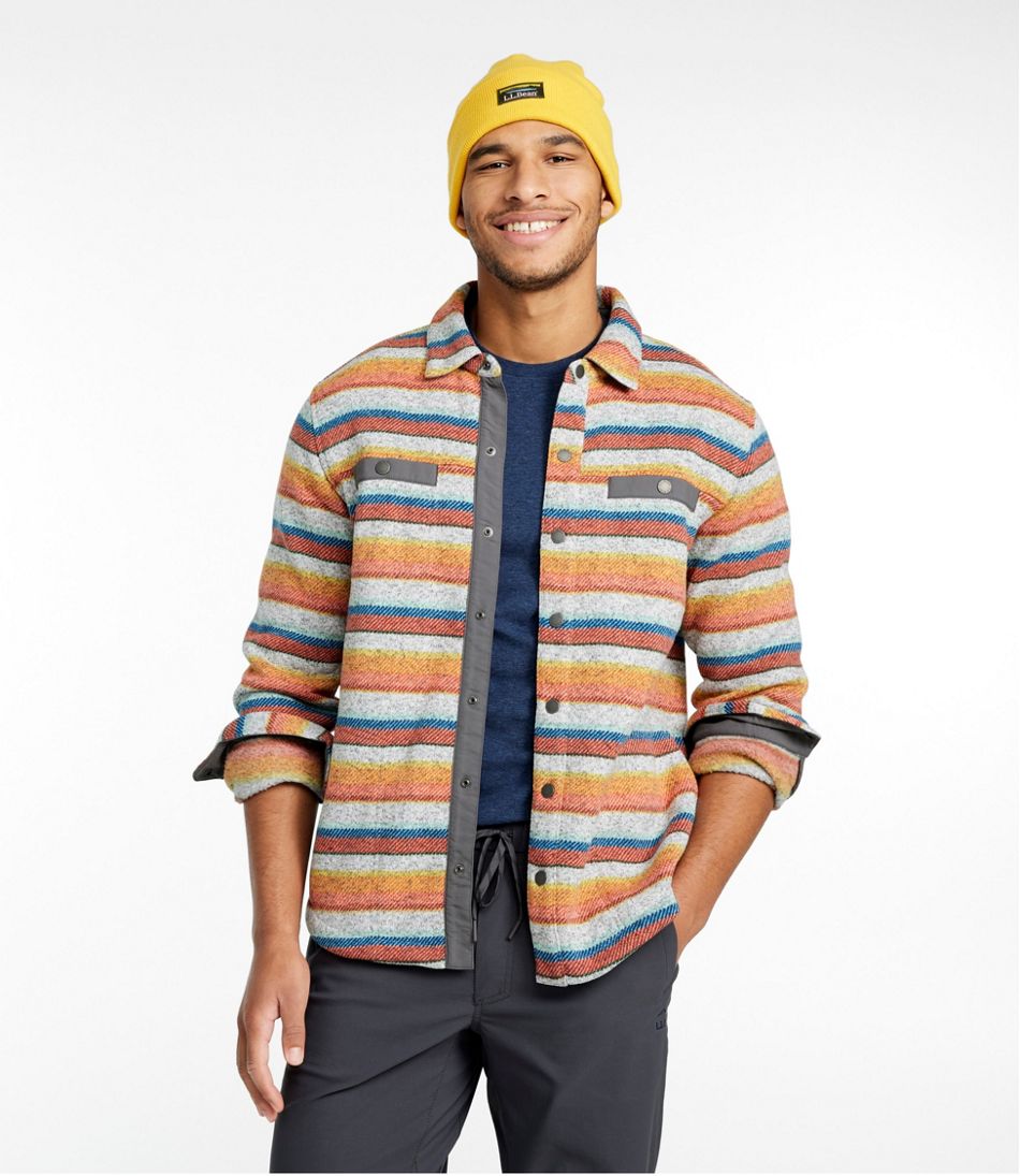 Men's Bean's Sweater Fleece Shirt Jac, Print