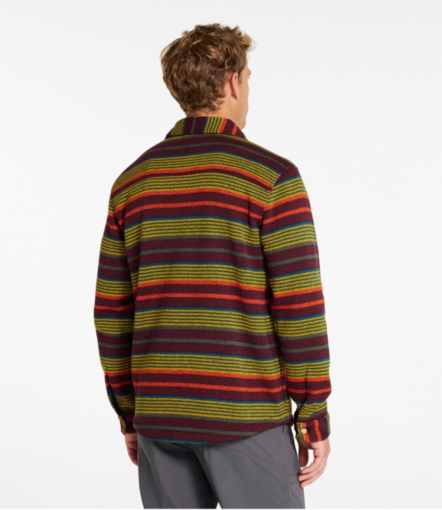 Men's Bean's Sweater Fleece Shirt Jac, Print, Burgundy Brown Stripe, small image number 3