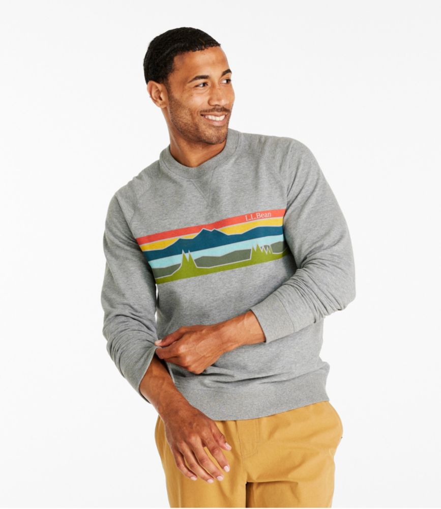 Men's Bean's Comfort Camp Crewneck, Graphic, Gray Heather/Colorbars, small image number 3