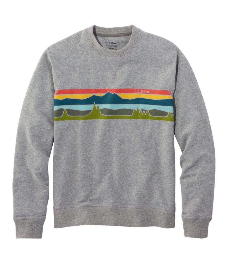 Men's Bean's Comfort Camp Crewneck, Graphic, Gray Heather/Colorbars, small image number 1