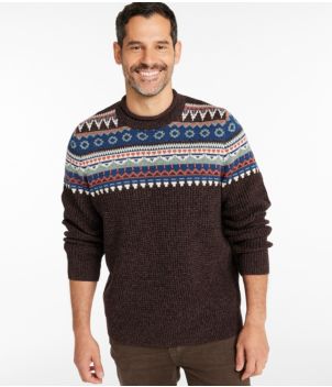Men's L.L.Bean Organic Cotton Waffle Sweater, Crewneck, Fair Isle