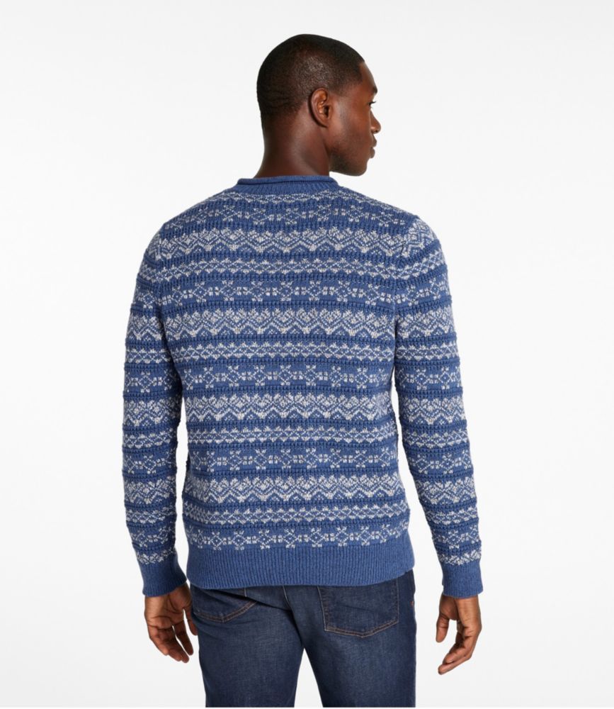 Men's L.L.Bean Organic Cotton Waffle Sweater, Crewneck, Fair Isle, Blue/Gray Heather, small image number 3