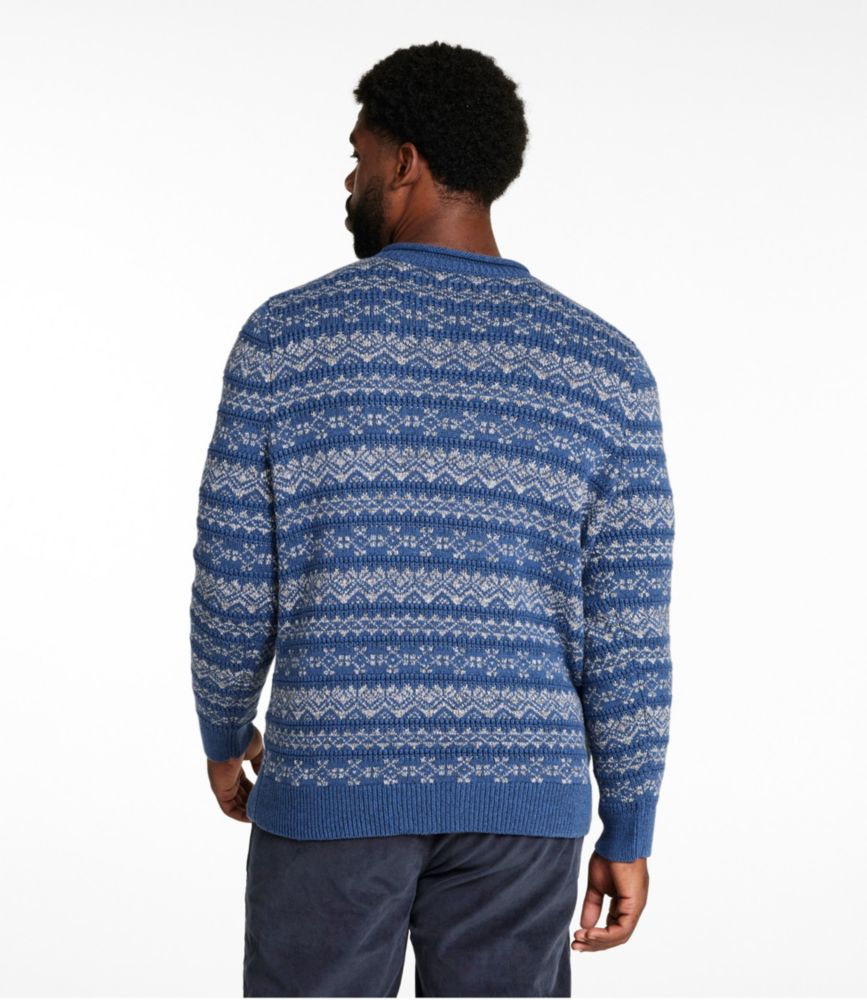 Men's L.L.Bean Organic Cotton Waffle Sweater, Crewneck, Fair Isle, Blue/Gray Heather, small image number 5