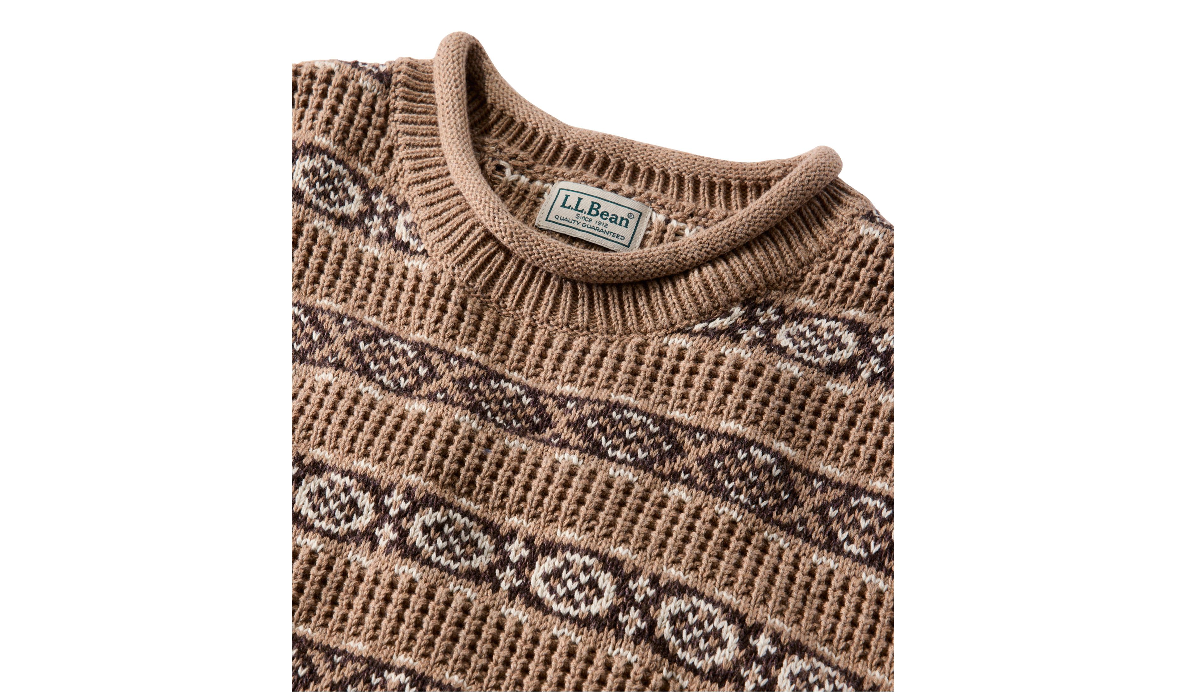 Men's L.L.Bean Organic Cotton Waffle Sweater, Crewneck, Fair Isle