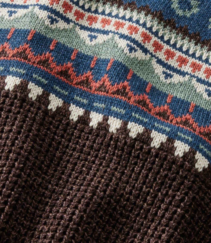 Men's L.L.Bean Organic Cotton Waffle Sweater, Crewneck, Fair Isle, Deepest Brown Fair Isle, small image number 7