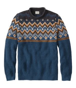 Men's L.L.Bean Organic Cotton Waffle Sweater, Crewneck, Fair Isle