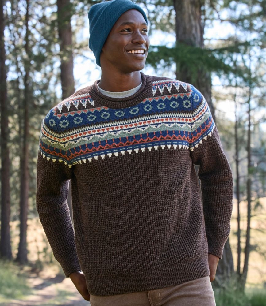 Men's L.L.Bean Organic Cotton Waffle Sweater, Crewneck, Fair Isle