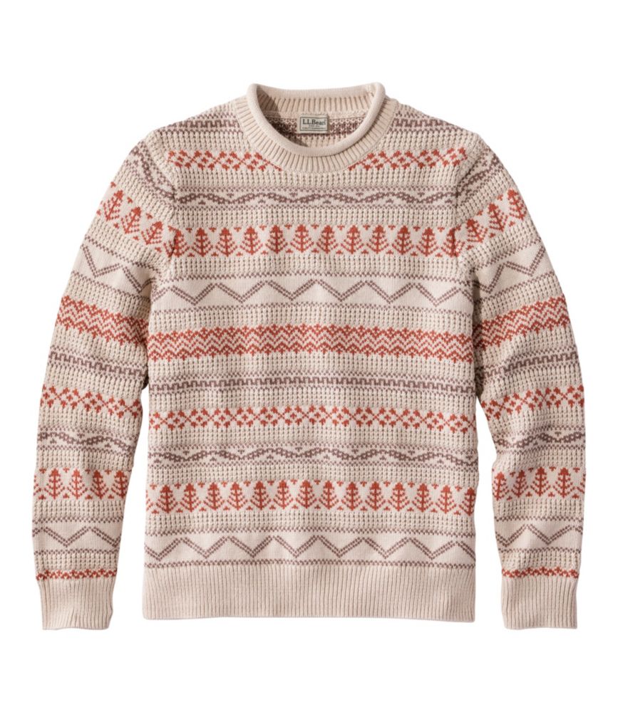 Men's L.L.Bean Organic Cotton Waffle Sweater, Crewneck, Fair Isle, Shore Fair Isle, small image number 1