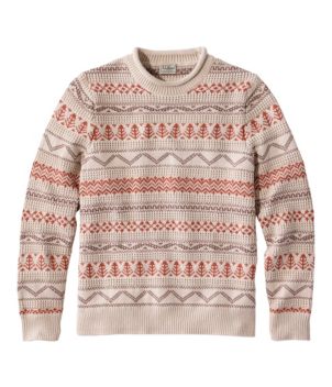Men's L.L.Bean Organic Cotton Waffle Sweater, Crewneck, Fair Isle