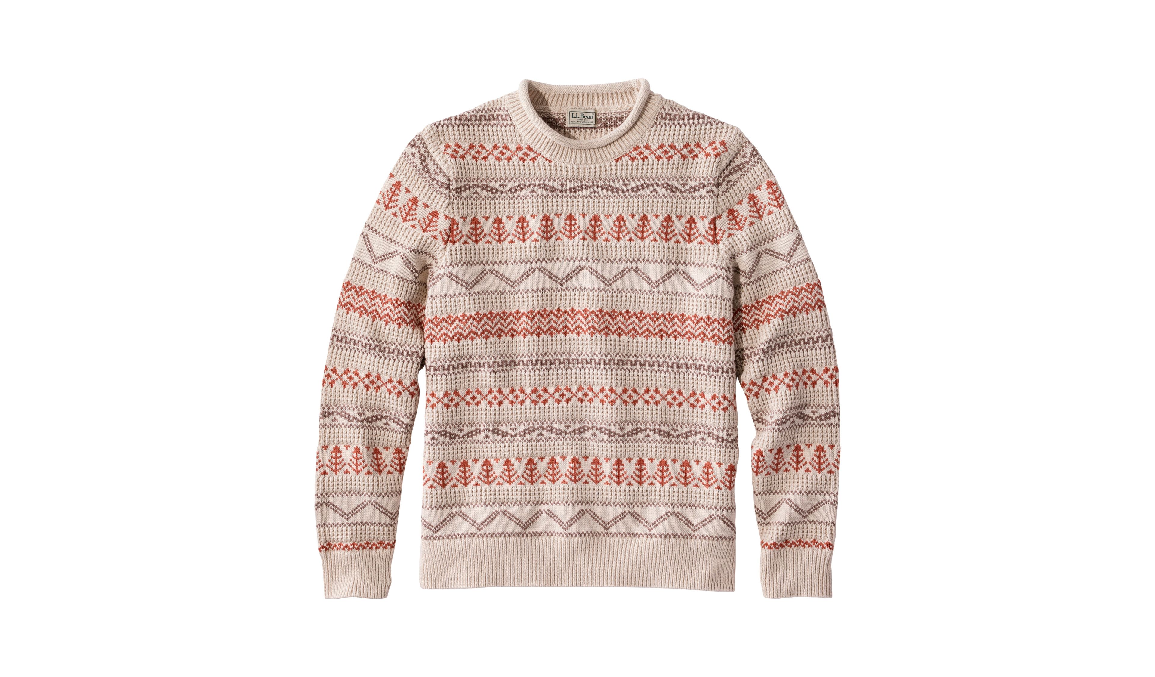 Men's L.L.Bean Organic Cotton Waffle Sweater, Crewneck, Fair Isle