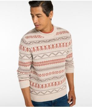 Men's L.L.Bean Organic Cotton Waffle Sweater, Crewneck, Fair Isle