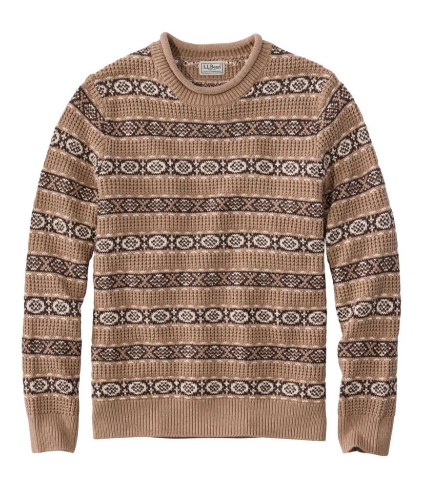 Men's L.L.Bean Organic Cotton Waffle Sweater, Crewneck, Fair Isle