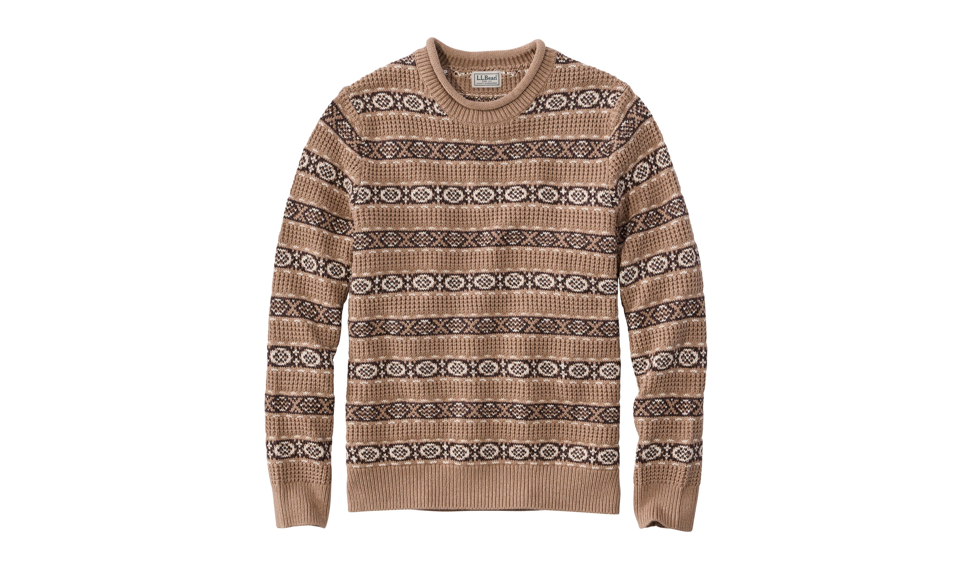 Men's L.L.Bean Organic Cotton Waffle Sweater, Crewneck, Fair Isle