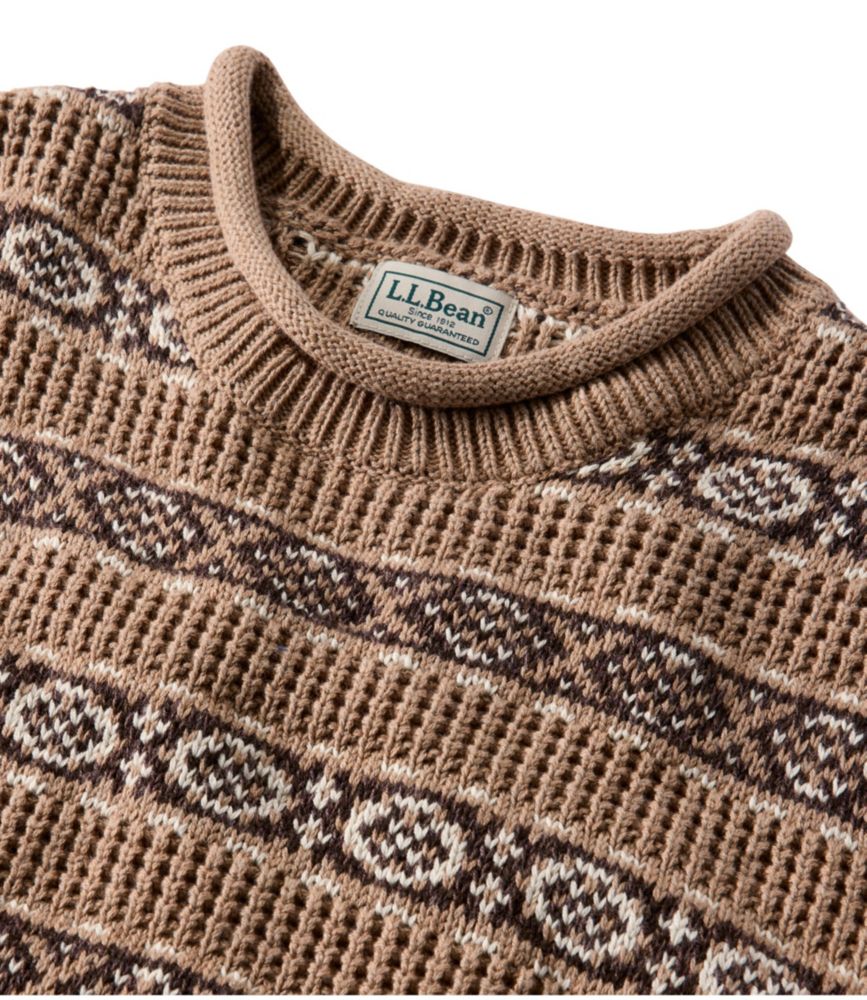 Men's L.L.Bean Organic Cotton Waffle Sweater, Crewneck, Fair Isle