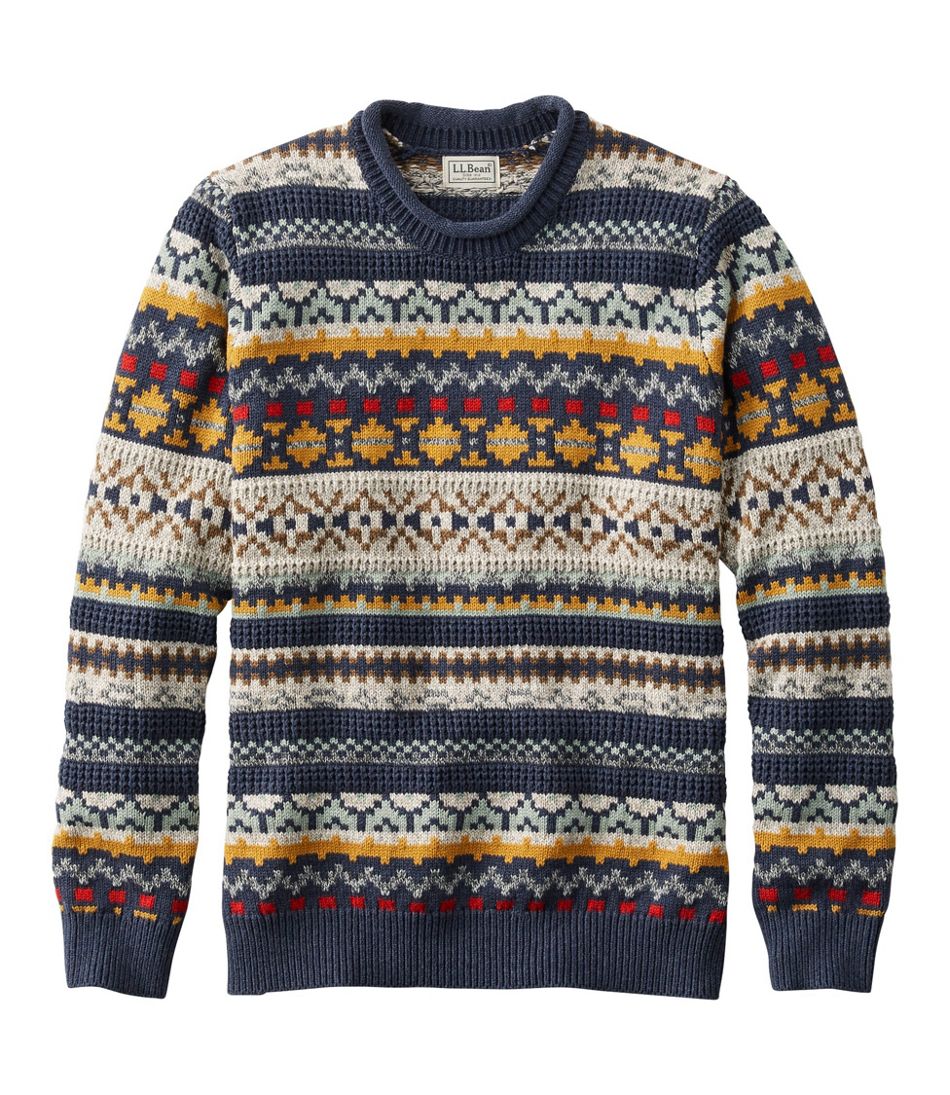 Men's L.L.Bean Organic Cotton Sweater, Crewneck, Fair Isle | Sweaters ...