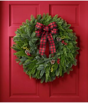 Buffalo Plaid Wreath, 24"