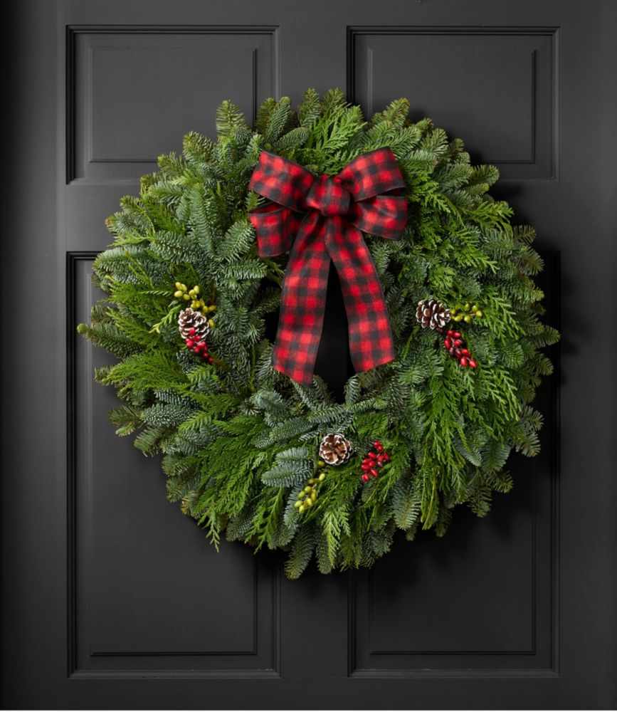 Buffalo Plaid Wreath, 24" Fresh Wreaths & Greenery at L.L.Bean