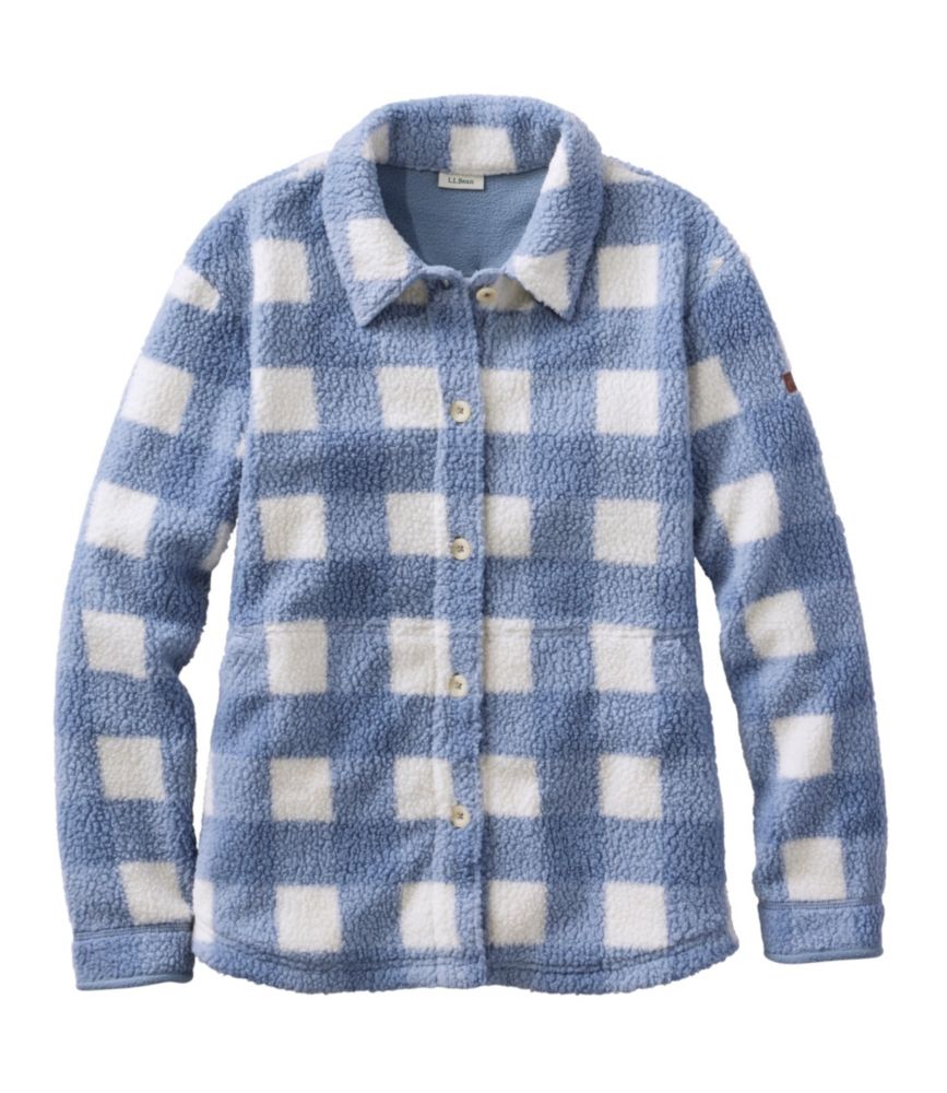 Women's Cozy Cottage Fleece, Shirt Print, Indigo Gray Buffalo Plaid, small image number 1