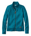 Women's Quilted Sweatshirt, Full-Zip, Deep Turquoise, small image number 0