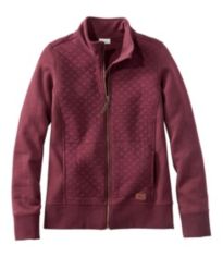 Women's Quilted Sweatshirt, Full-Zip Hooded Long Jacket