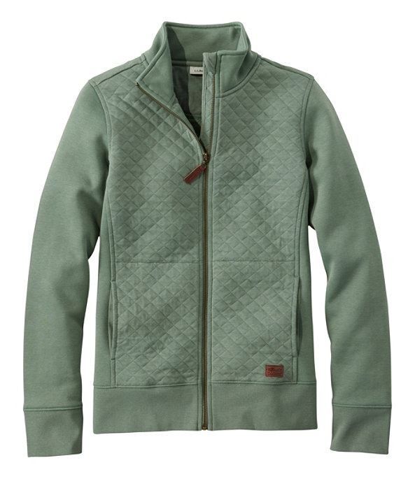 Women's Quilted Sweatshirt, Full-Zip, Sea Green, large image number 0