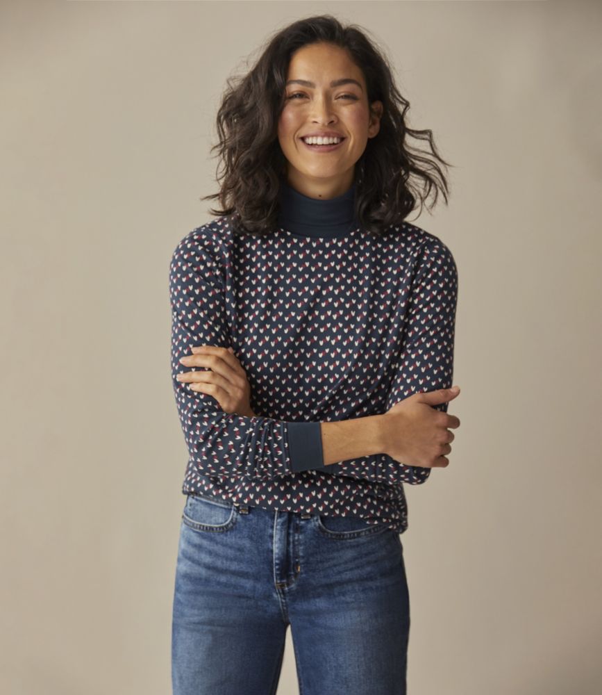Women's L.L.Bean Interlock Turtleneck, Long-Sleeve Print, , small image number 3