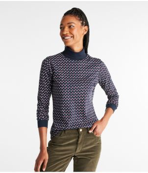 Women's L.L.Bean Interlock Turtleneck, Long-Sleeve Print