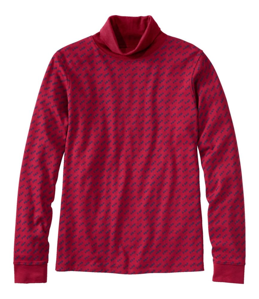 Women's L.L.Bean Interlock Turtleneck, Long-Sleeve Print, Dark Cranberry Birdseye, small image number 1