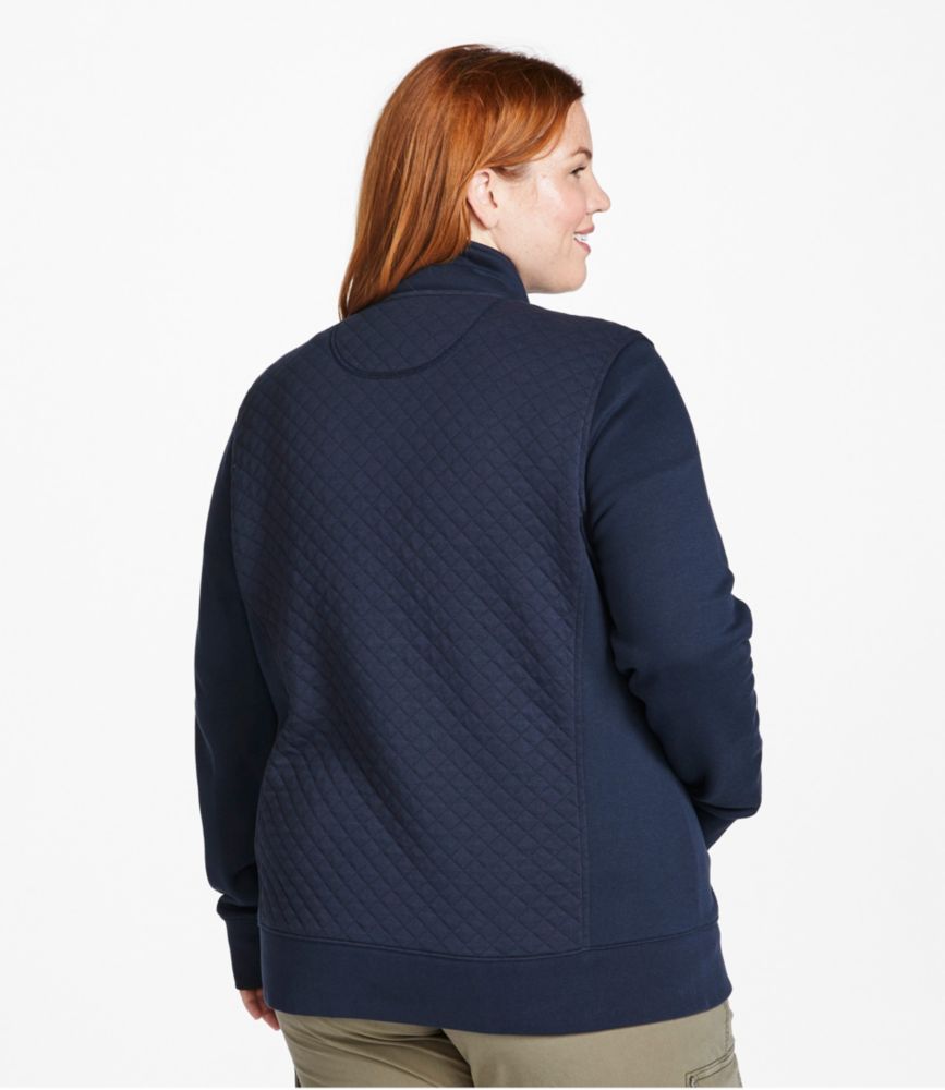 Women's Quilted Full-Zip Sweatshirt, Classic Navy, small image number 3