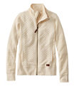 Women's Quilted Sweatshirt, Full-Zip, Cream, small image number 0