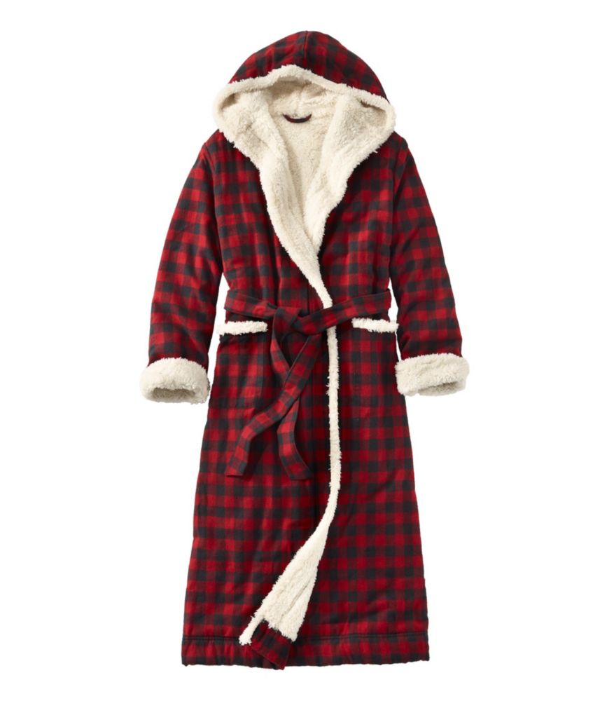 Women's Scotch Plaid Flannel Robe, Sherpa-Lined Long, Rob Roy, small image number 1