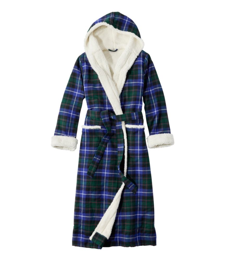 Women's Scotch Plaid Flannel Robe, Sherpa-Lined Long, MacRae Hunting Modern, small image number 1