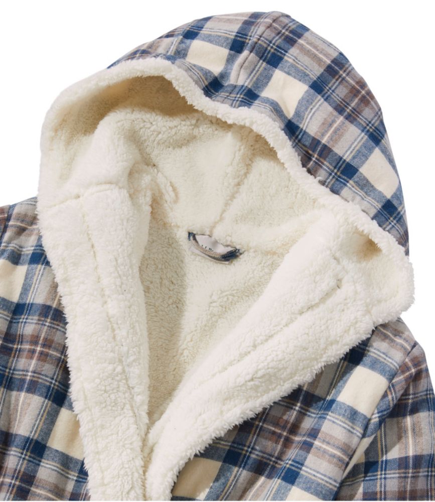 Women's Scotch Plaid Flannel Robe, Sherpa-Lined Long