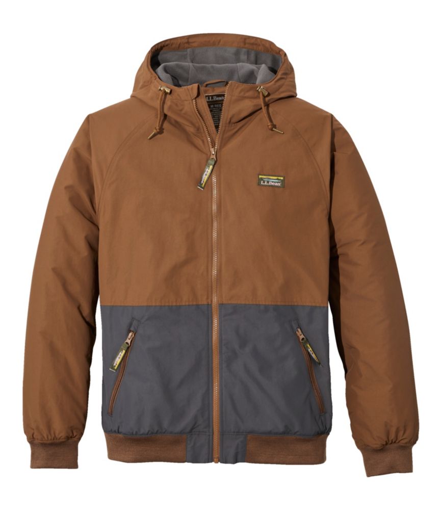 Men's Insulated 3-Season Bomber Hooded Jacket, Colorblock, Hazelnut/Alloy Gray, small image number 1