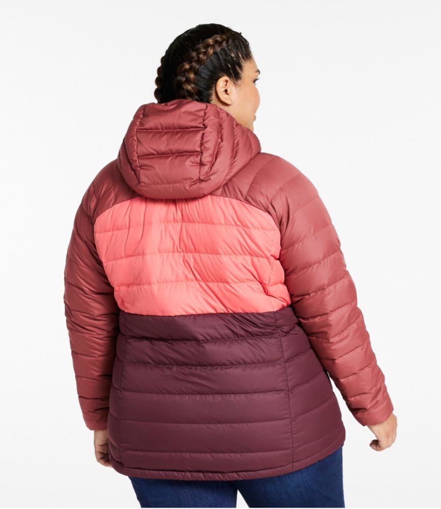 Women's Bean's Down Hooded Jacket, Colorblock, Nautical Navy/Bright Bronze, small image number 3