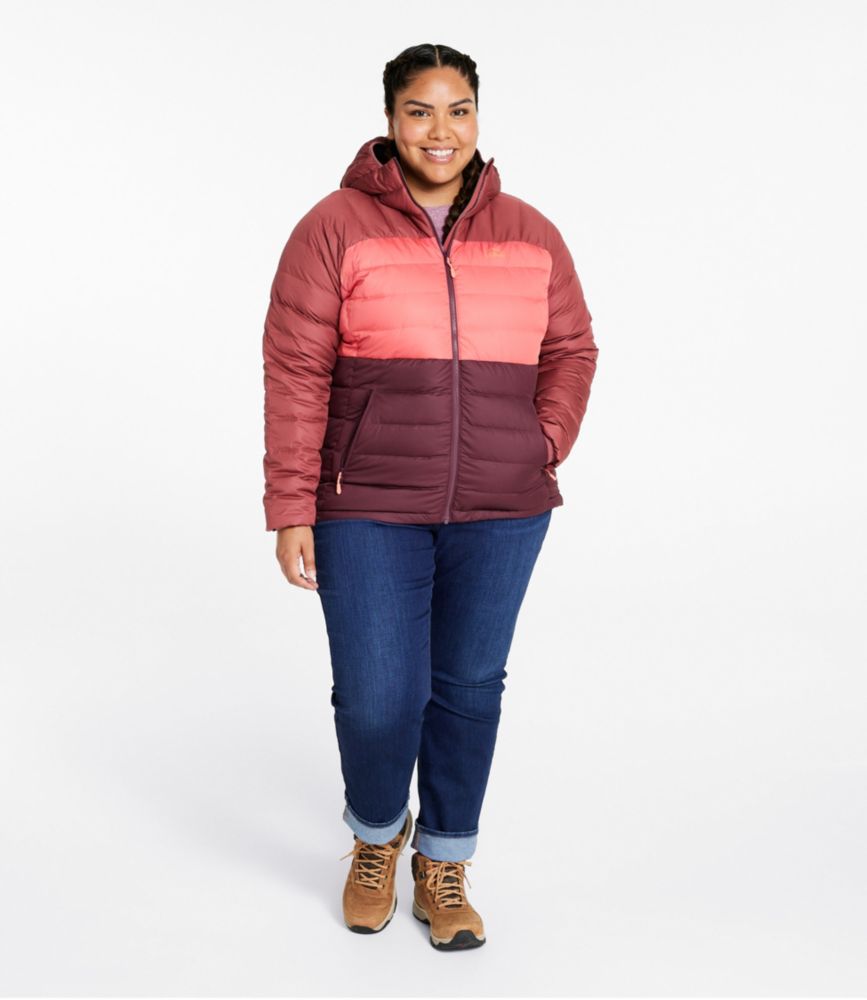 Women's Bean's Down Hooded Jacket, Colorblock, Nautical Navy/Bright Bronze, small image number 4