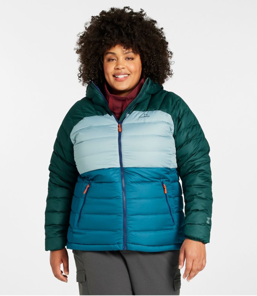 Women's Bean's Down Hooded Jacket, Colorblock